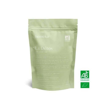 Infusion Détox CBD Bio de la marque Hemeka, un mélange naturel à base de chanvre et de plantes biologiques. Idéale pour purifier l’organisme et favoriser la relaxation. Disponible chez Herbeevor.